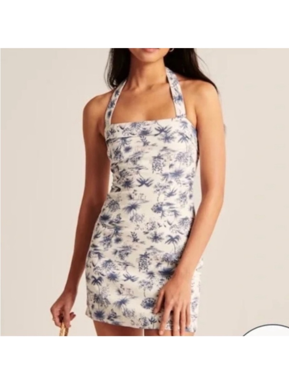 Abercrombie & Fitch White Mini Dress with Blue Floral Print - XS Tall